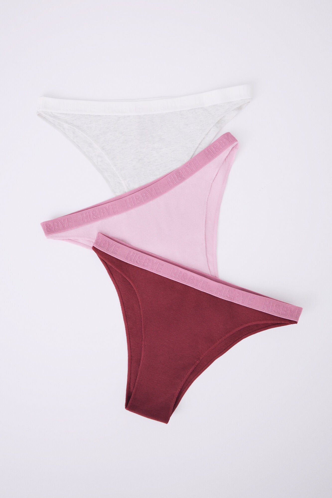 Pack Of 3 Brazilian Cotton Panties In Grey, Pink &amp; Wine_05