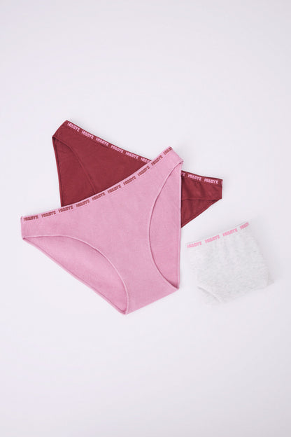 Pack of 3 classic cotton panties in wine, pink &amp; grey_02