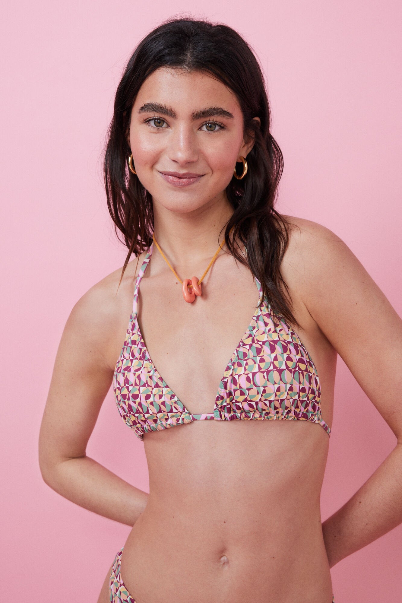 Printed Curtain Triangle Bikini Top_9627308_57_04