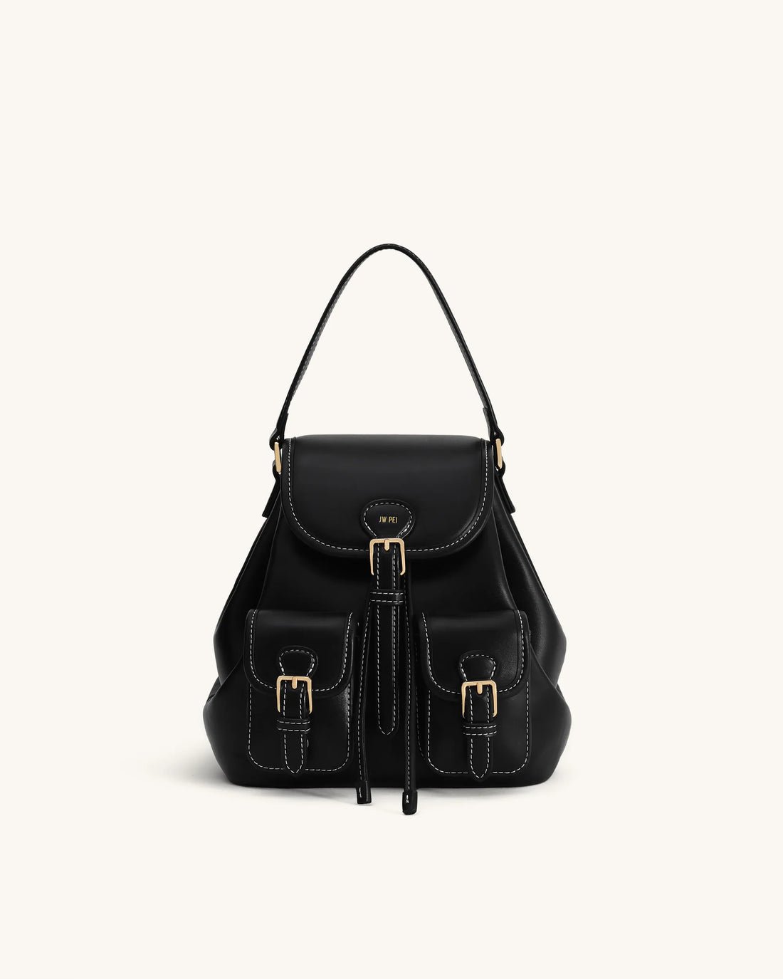 JW PEI Black  Harper Buckle Pocket Backpack SKU: 9BK01-1_Black Image 01