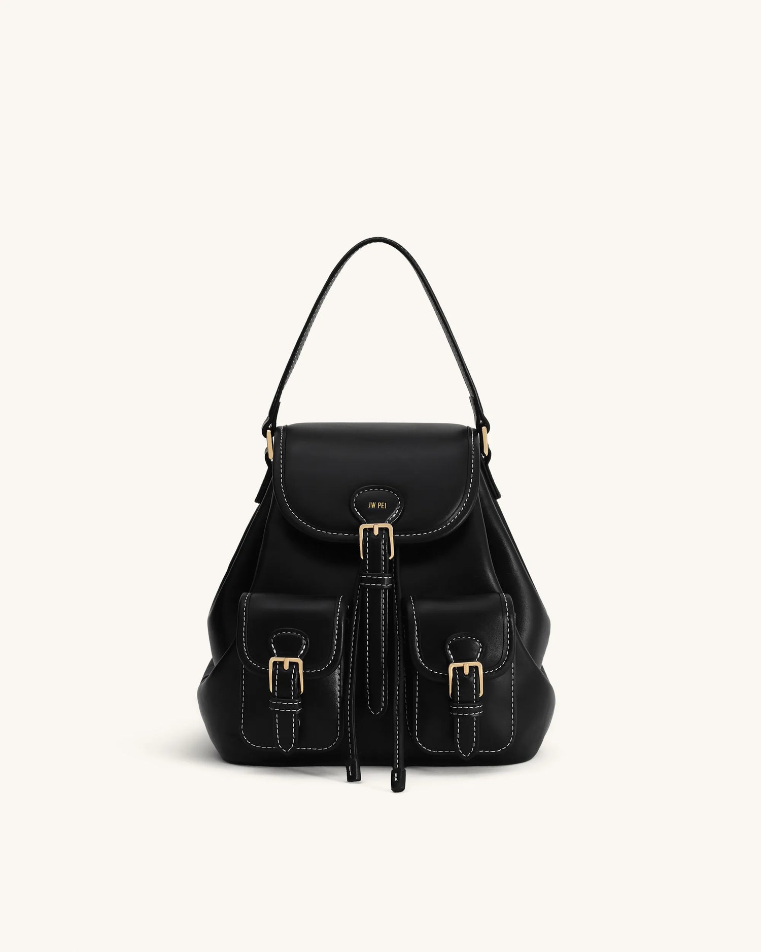 JW PEI Black  Harper Buckle Pocket Backpack SKU: 9BK01-1_Black Image 01
