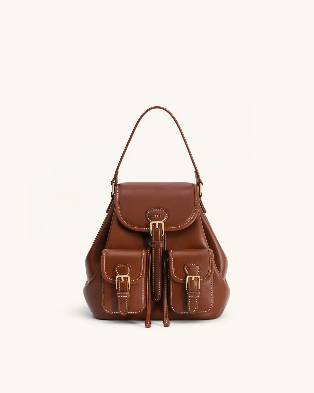 JW PEI Dark Brown  Harper Buckle Pocket Backpack SKU: 9BK01-3_Dark Brown Image 01