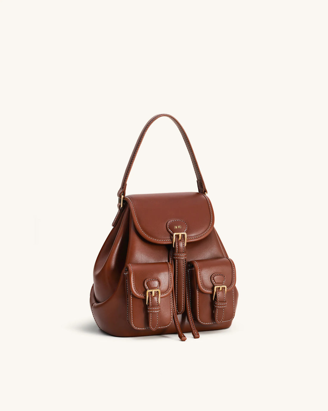 JW PEI Dark Brown  Harper Buckle Pocket Backpack SKU: 9BK01-3_Dark Brown Image 02
