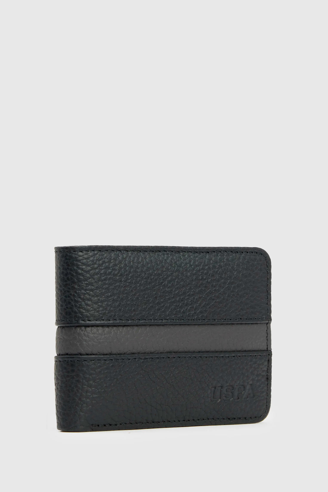 U.S. Polo Assn. Black Men Black Striped Leather Bifold Wallet SKU: A081SZ0CD0 PU-16898_VR046 Image 02
