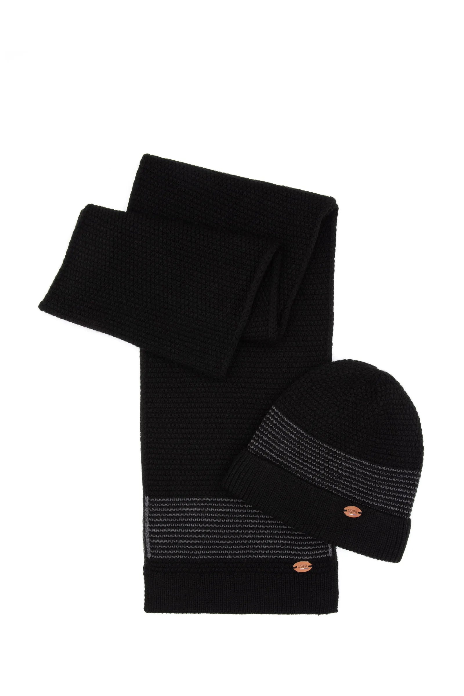 U.S. Polo Assn._Black_Black Knitted Beanie and Gloves Set_A081SZ0DH0 2265015_VR046_01