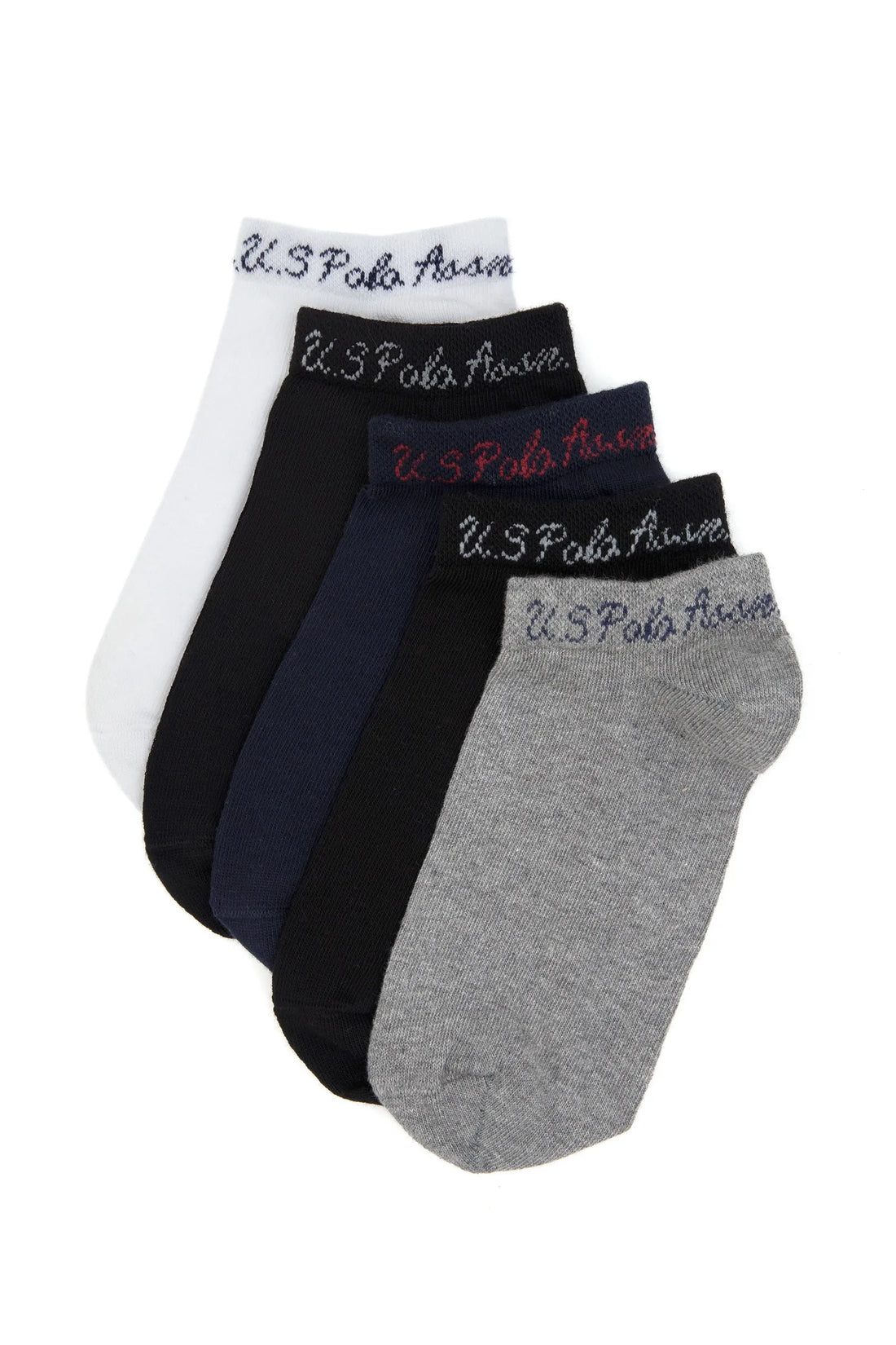 U.S. Polo Assn. White Women White Assorted 5 Pack Ankle Socks SKU: A082SZ013P02 CORA-5-SK25_VR013 Image 01