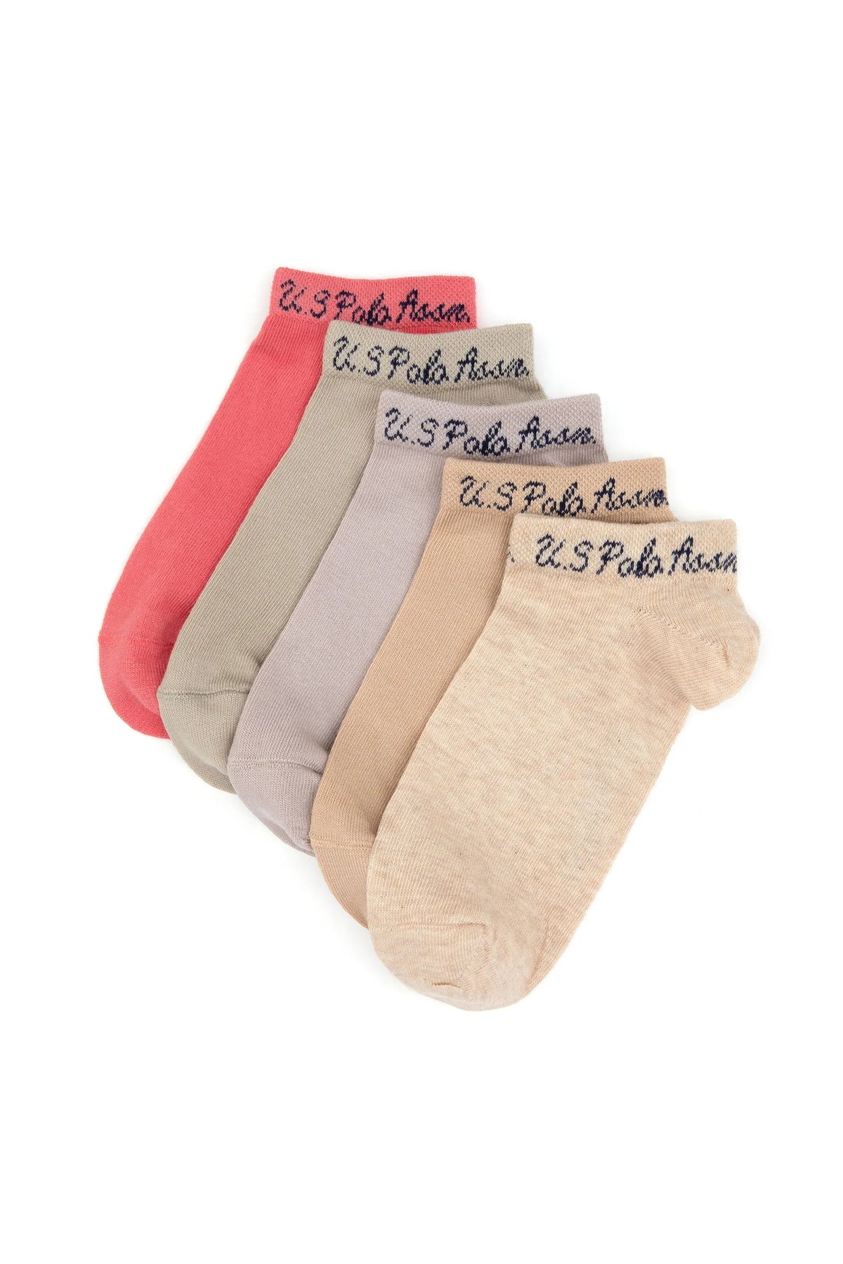 U.S. Polo Assn. Cream Color Melange Women Cream Melange Melange 5 Pack Ankle Socks SKU: A082SZ013P02 CORA-5-SK25_VR159 Image 01