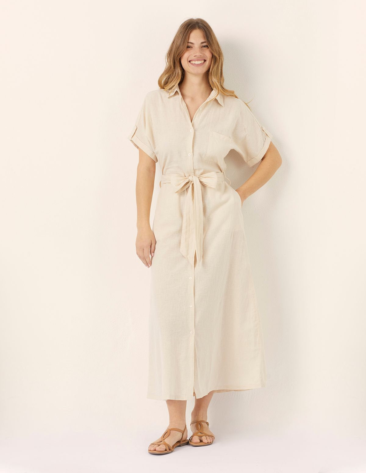 Yamamay_Cotton &amp; Linen Long Solid Color Dress Cotton Linen_AABD181003_717_01