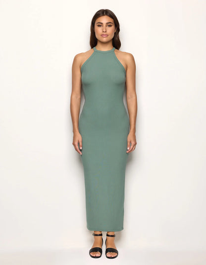 Yamamay_Sage Green_Sleeveless Long Dress Ð Daily Rib_AABD183002_120_02