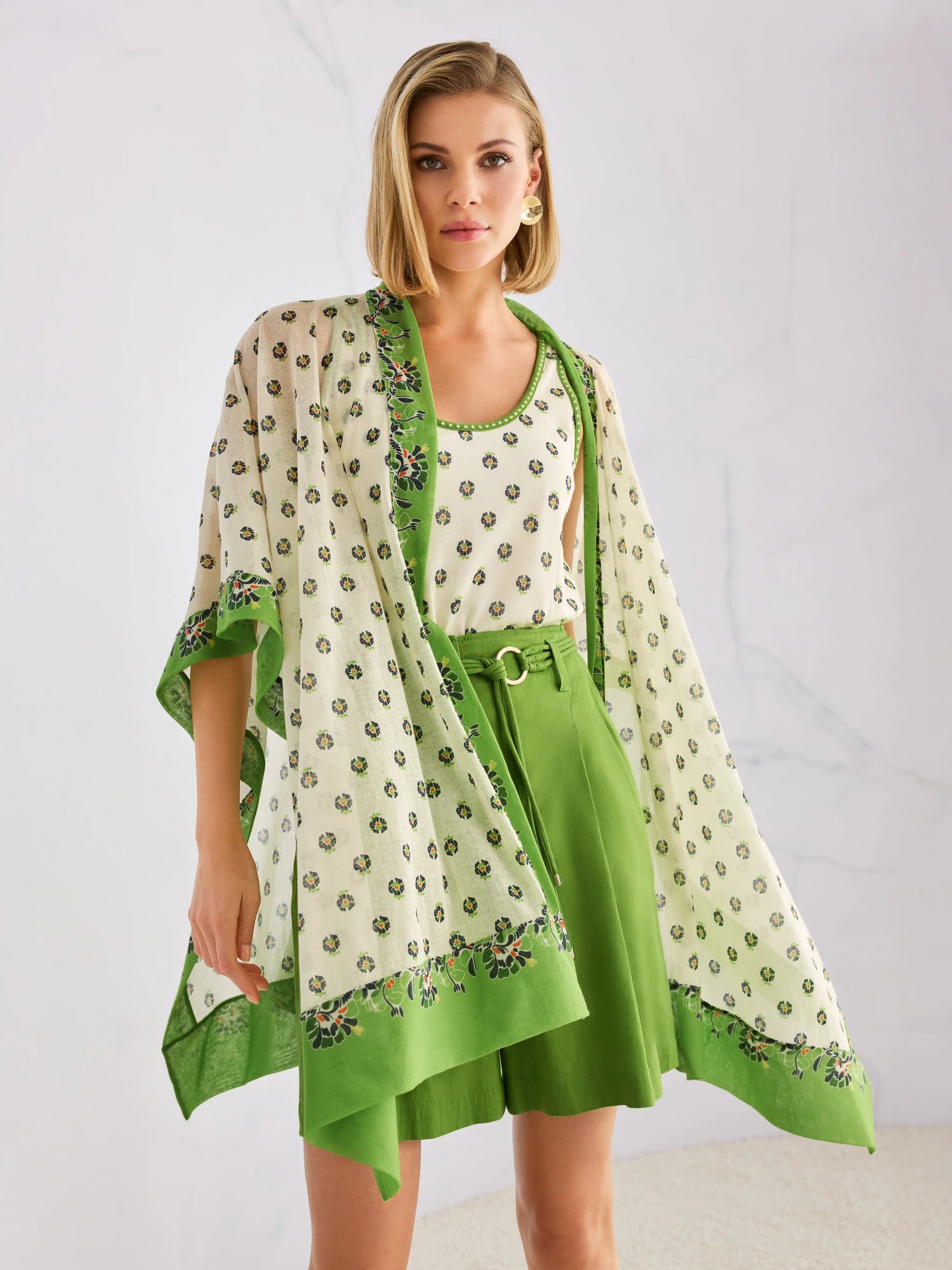 Marc Cain Bright Ecru Women ÔKnitted in GermanyÕ Printed Cape SKU: AC 14.01 M31_112 Image 09