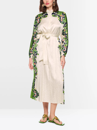 Marc Cain Bright Ecru Women Maxi Dress with Stylized Flowers SKU: AC 21.46 W42_112 Image 01