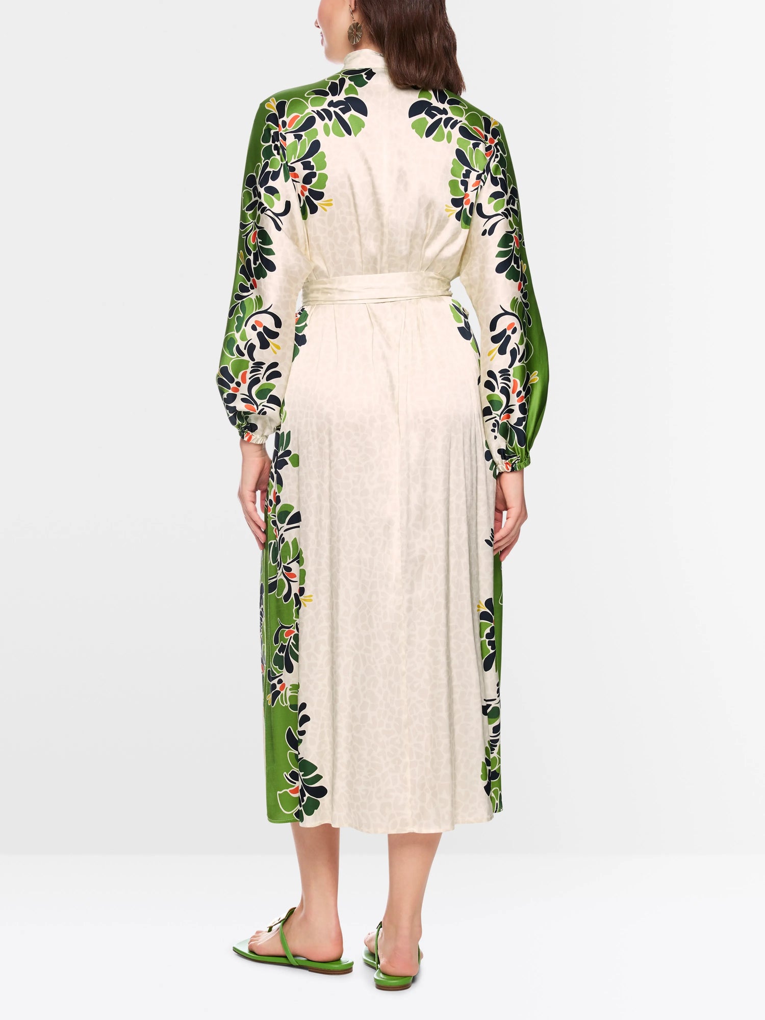 Marc Cain Bright Ecru Women Maxi Dress with Stylized Flowers SKU: AC 21.46 W42_112 Image 02