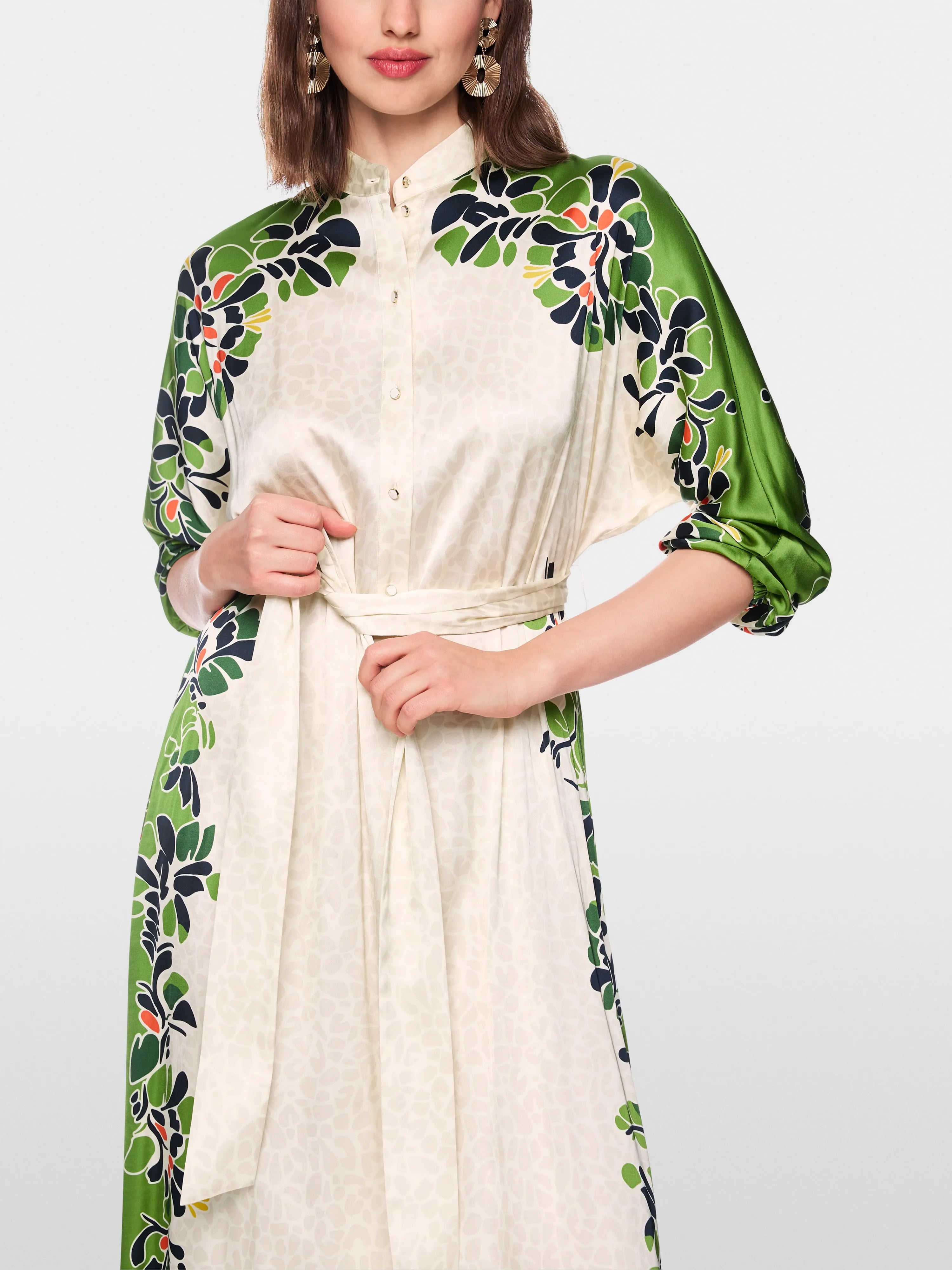 Marc Cain Bright Ecru Women Maxi Dress with Stylized Flowers SKU: AC 21.46 W42_112 Image 05