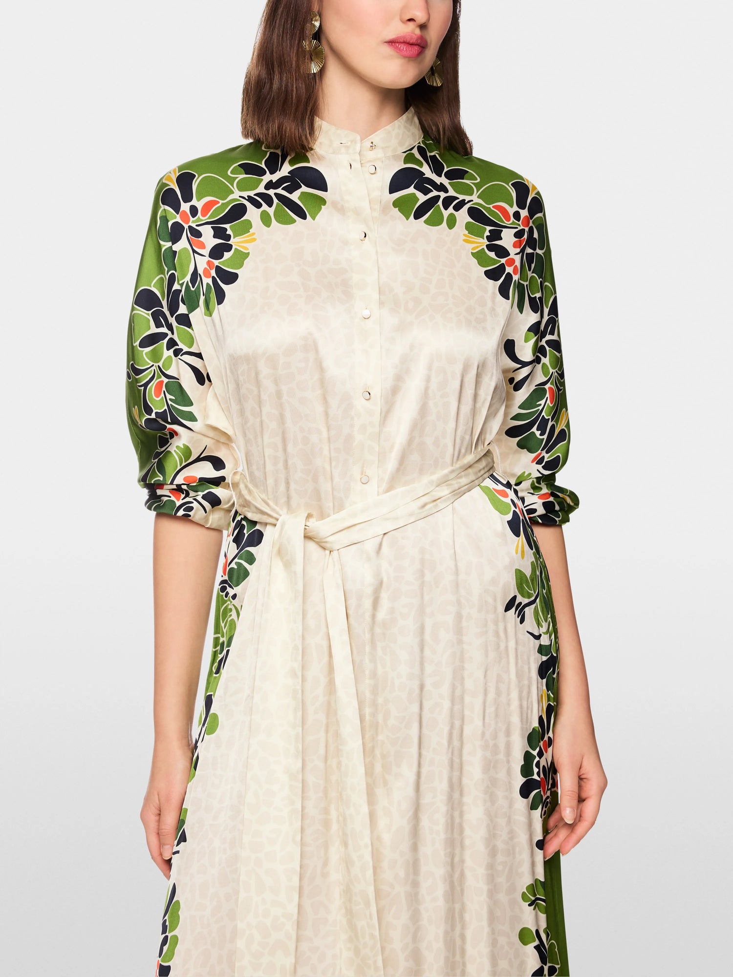 Marc Cain Bright Ecru Women Maxi Dress with Stylized Flowers SKU: AC 21.46 W42_112 Image 06