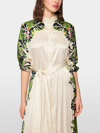 Marc Cain Bright Ecru Women Maxi Dress with Stylized Flowers SKU: AC 21.46 W42_112 Image 06