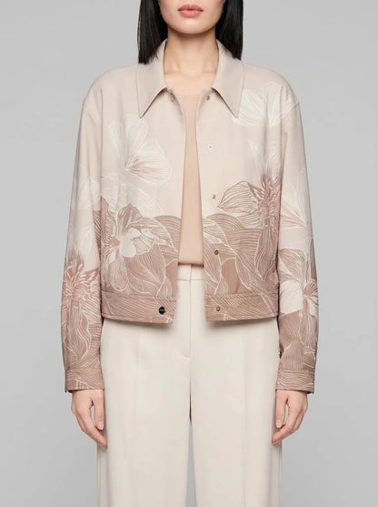 Marc Cain_Warm Taupe New_Jacket with Print and Shirt Collar_AC 31.07 W16_619_00