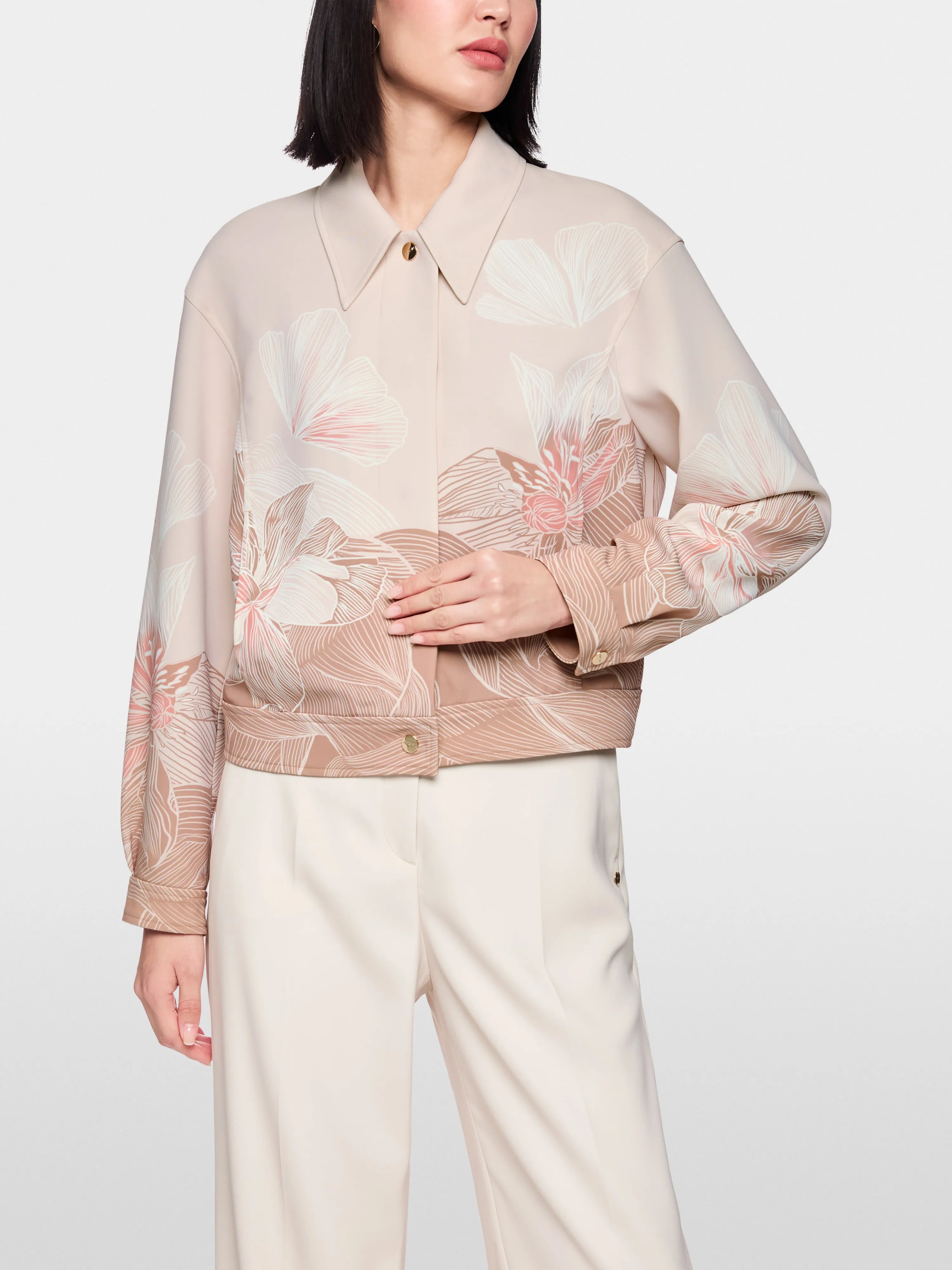 Marc Cain_Warm Taupe New_Jacket with Print and Shirt Collar_AC 31.07 W16_619_05