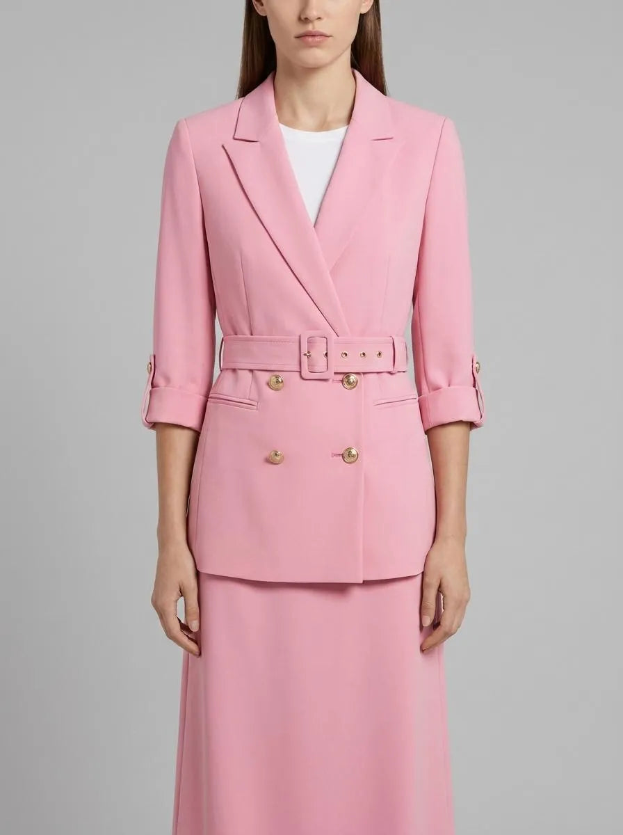 Marc Cain_Peach Beige_Satin Blazer Jacket with Belt_AC 31.10 W46_217_00