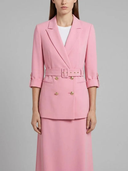 Marc Cain_Peach Beige_Satin Blazer Jacket with Belt_AC 31.10 W46_217_00