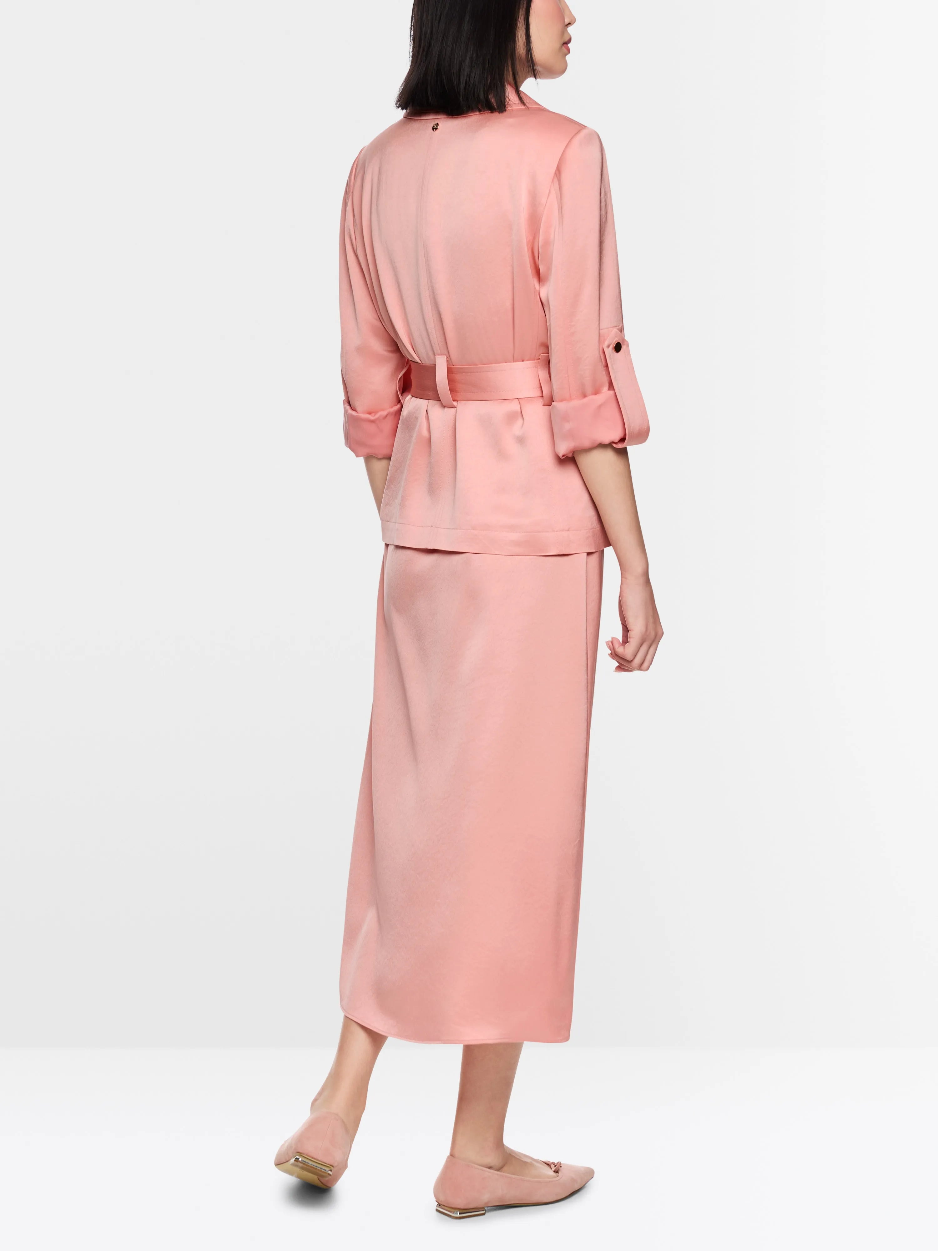 Marc Cain_Peach Beige_Satin Blazer Jacket with Belt_AC 31.10 W46_217_02