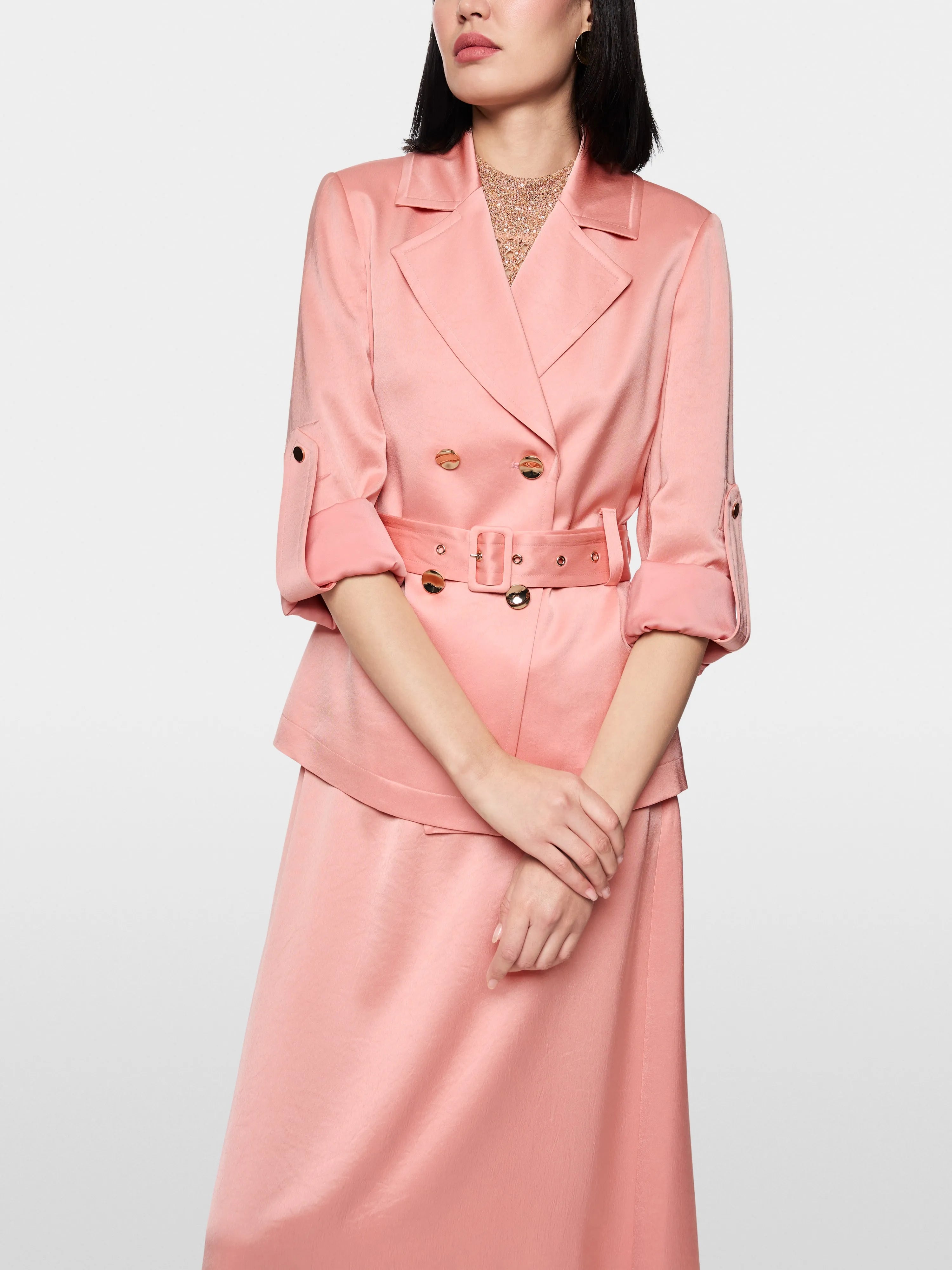 Marc Cain_Peach Beige_Satin Blazer Jacket with Belt_AC 31.10 W46_217_06