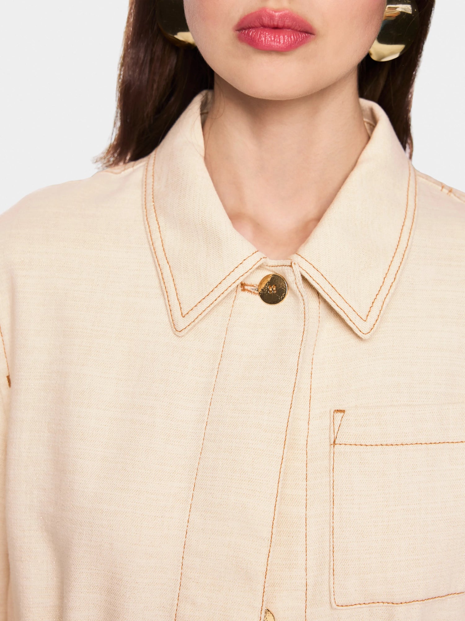 Marc Cain Bright Ecru Women Fitted Jacket with Shimmer Effect SKU: AC 31.18 D23_112 Image 03