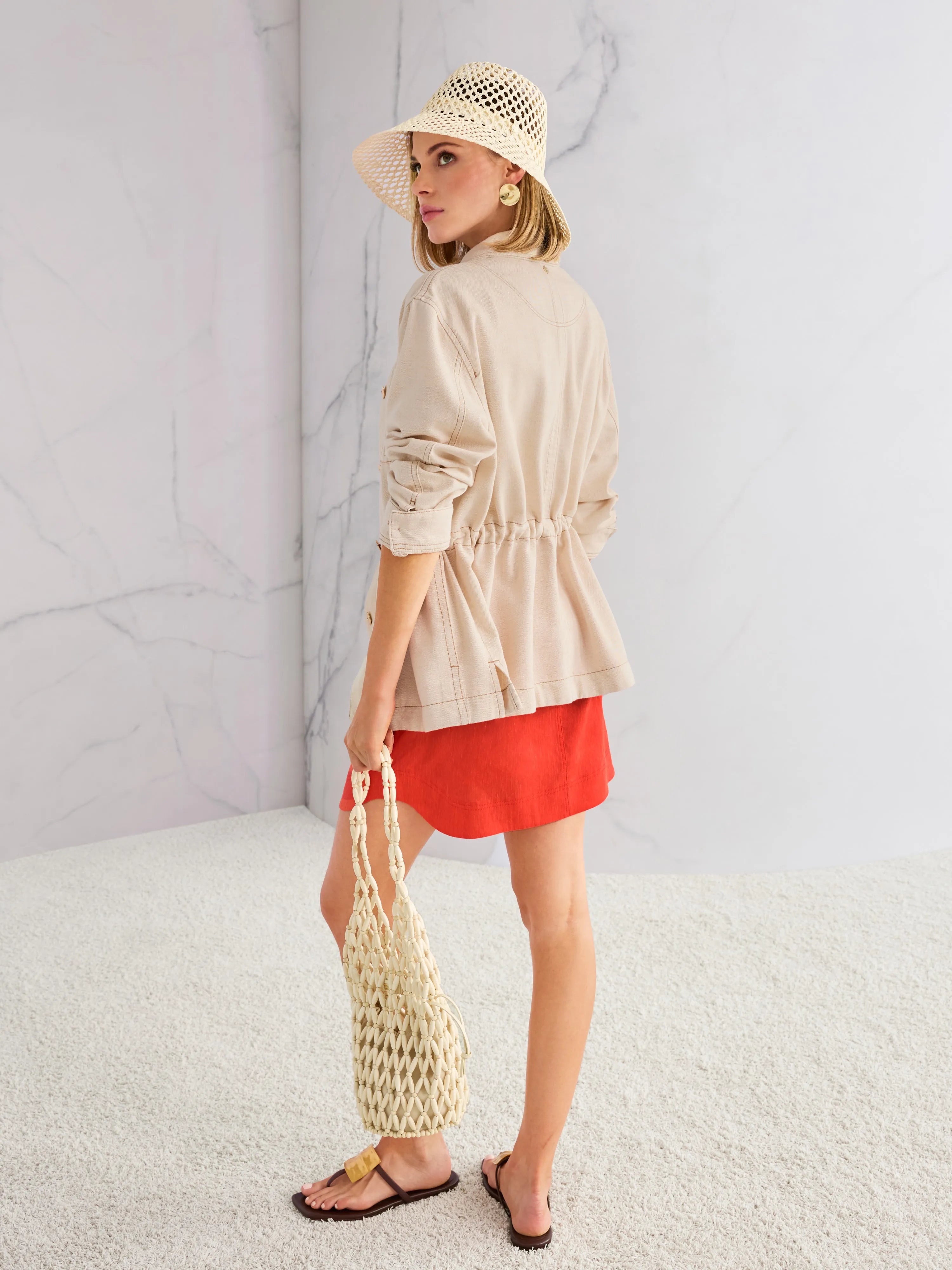 Marc Cain Bright Ecru Women Fitted Jacket with Shimmer Effect SKU: AC 31.18 D23_112 Image 10