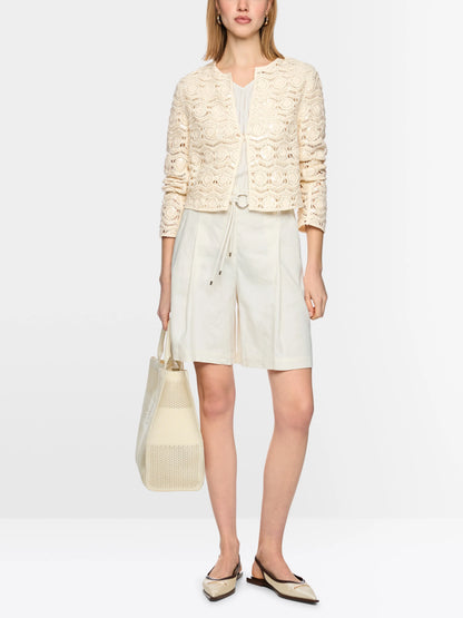 Marc Cain Bright Ecru Women Openwork Jacket with Mini Beads SKU: AC 31.23 W74_112 Image 01