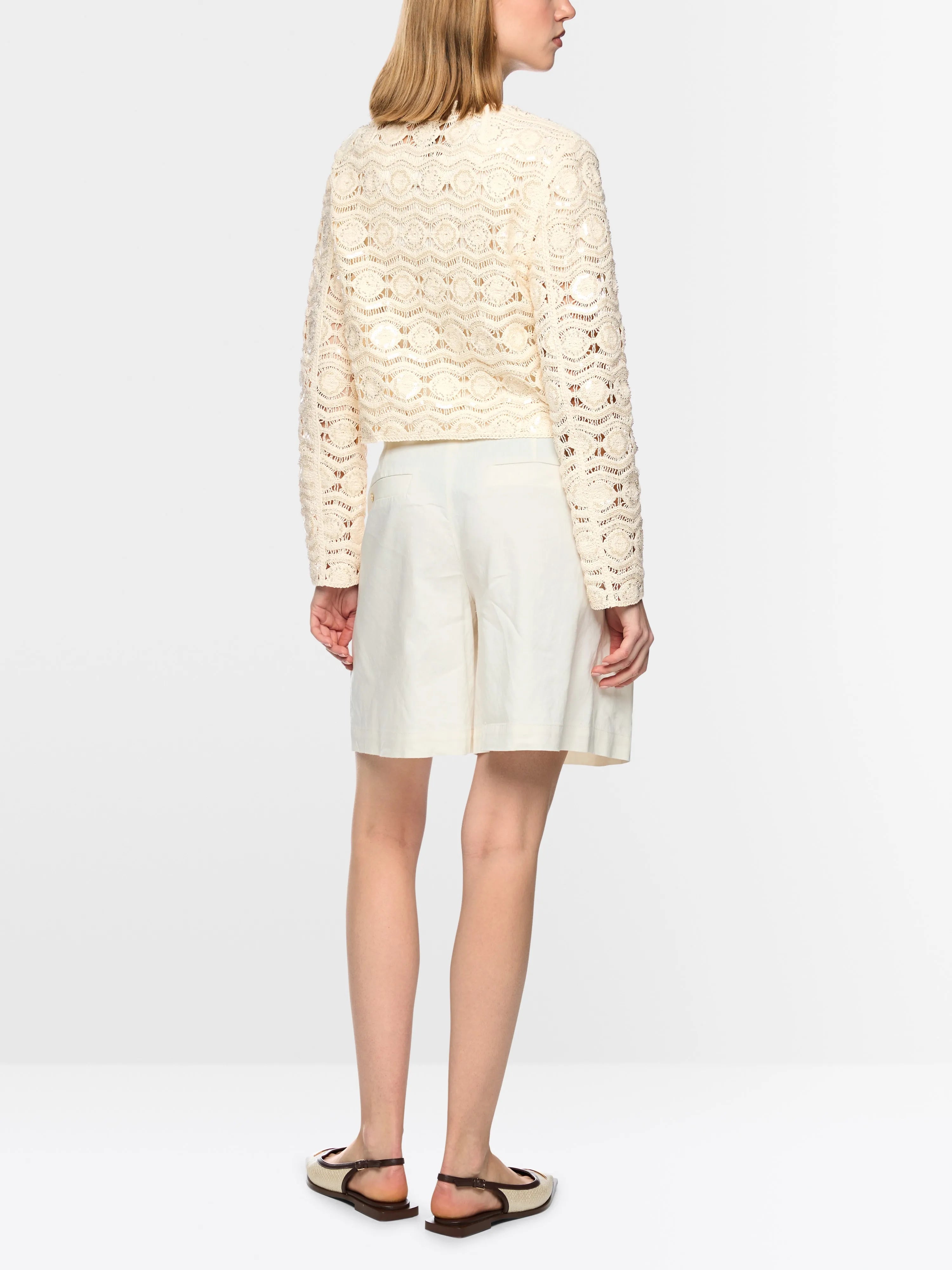 Marc Cain Bright Ecru Women Openwork Jacket with Mini Beads SKU: AC 31.23 W74_112 Image 02