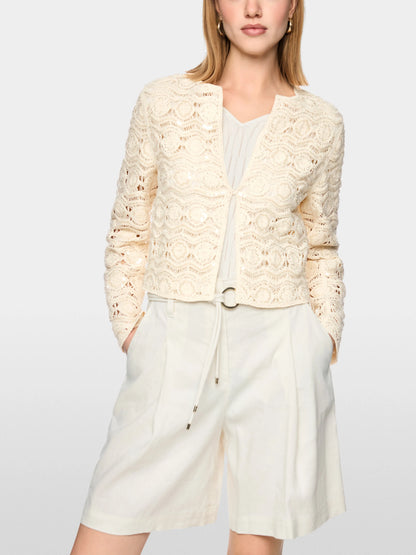 Marc Cain Bright Ecru Women Openwork Jacket with Mini Beads SKU: AC 31.23 W74_112 Image 05