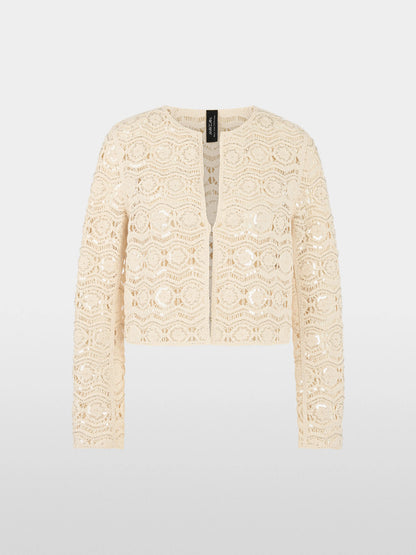 Marc Cain Bright Ecru Women Openwork Jacket with Mini Beads SKU: AC 31.23 W74_112 Image 06