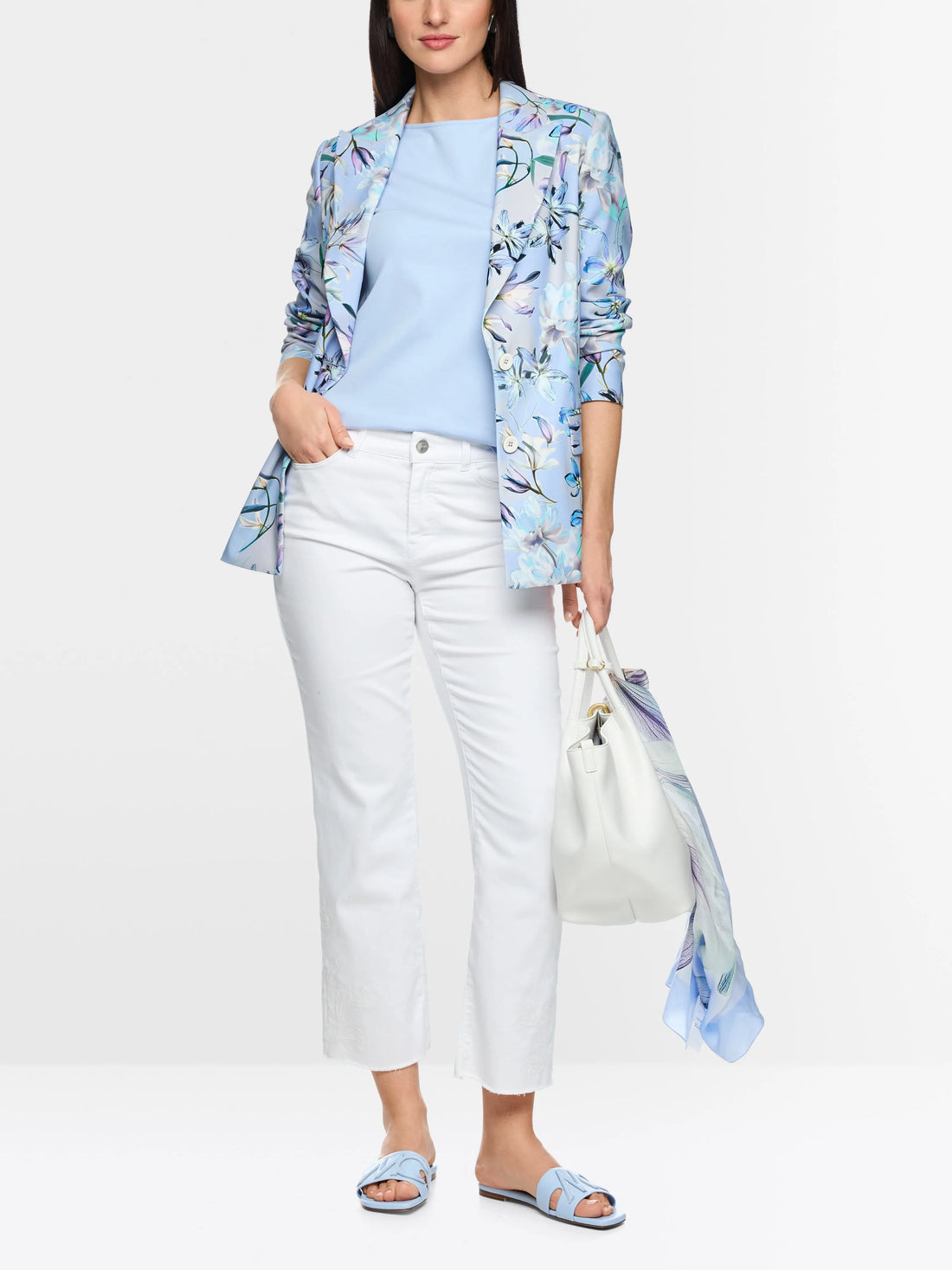 Marc Cain Magical Blue Women Single-Breasted Blazer with Floral Pattern SKU: AC 34.28 W37_319 Image 01