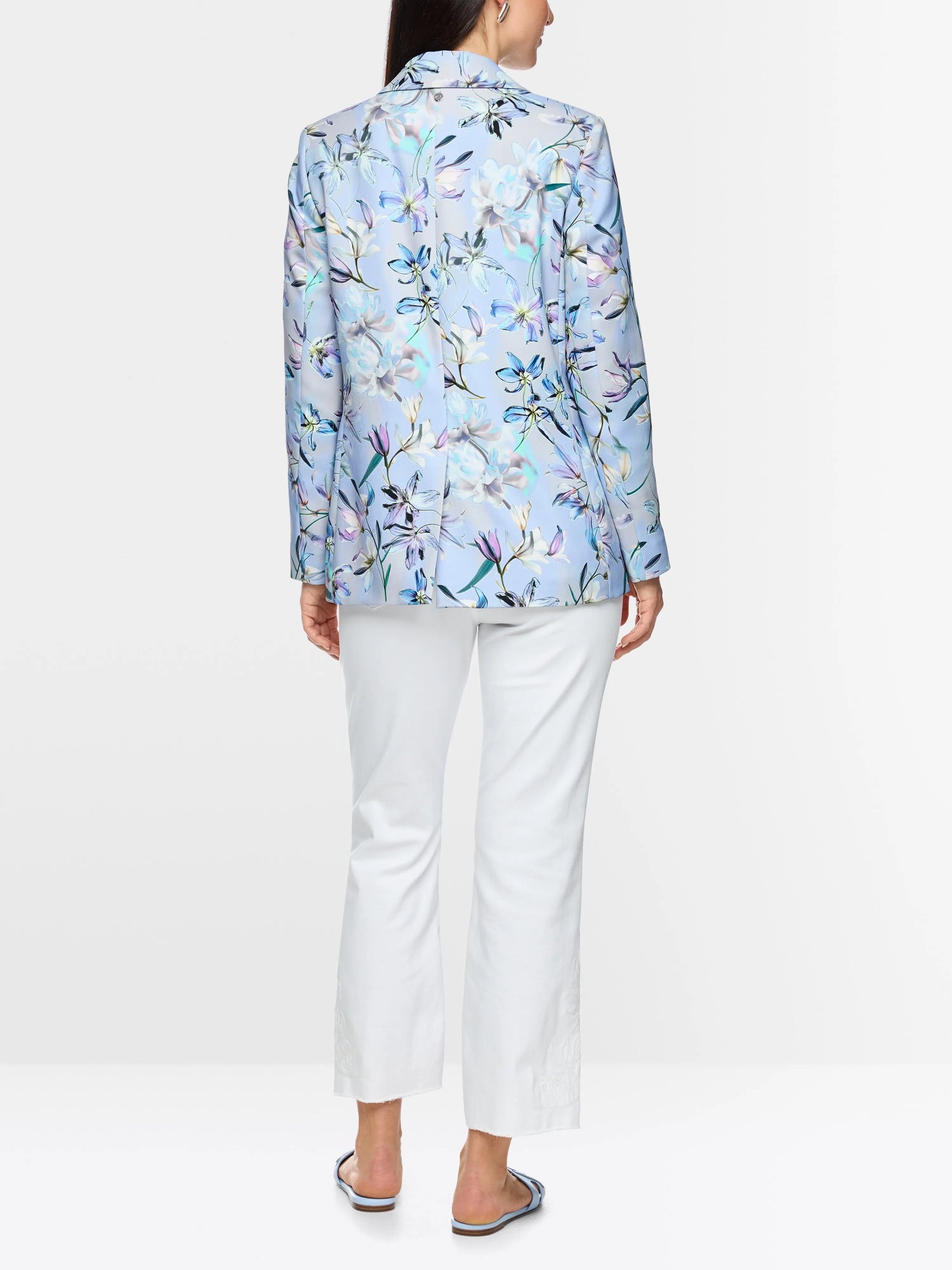 Marc Cain Magical Blue Women Single-Breasted Blazer with Floral Pattern SKU: AC 34.28 W37_319 Image 02