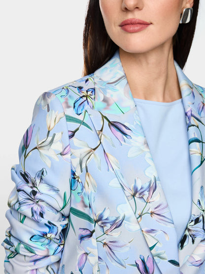 Marc Cain Magical Blue Women Single-Breasted Blazer with Floral Pattern SKU: AC 34.28 W37_319 Image 03