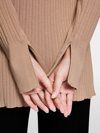 Marc Cain_Warm Taupe New_ÔRethink TogetherÕ Ribbed Cardigan_AC 39.06 M43_619_05