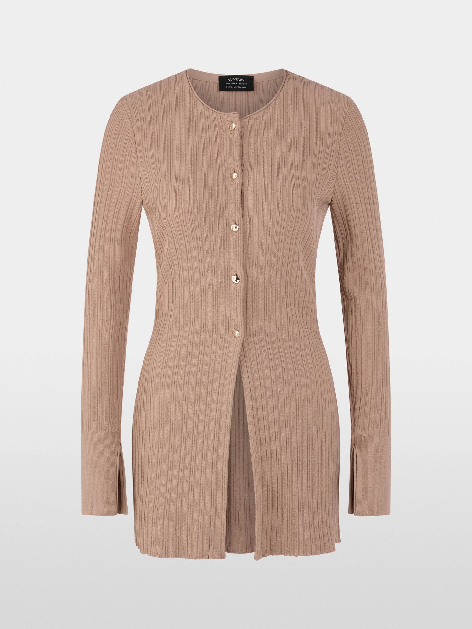 Marc Cain_Beige_ÔRethink TogetherÕ Ribbed Cardigan_AC 39.06 M43_619_08