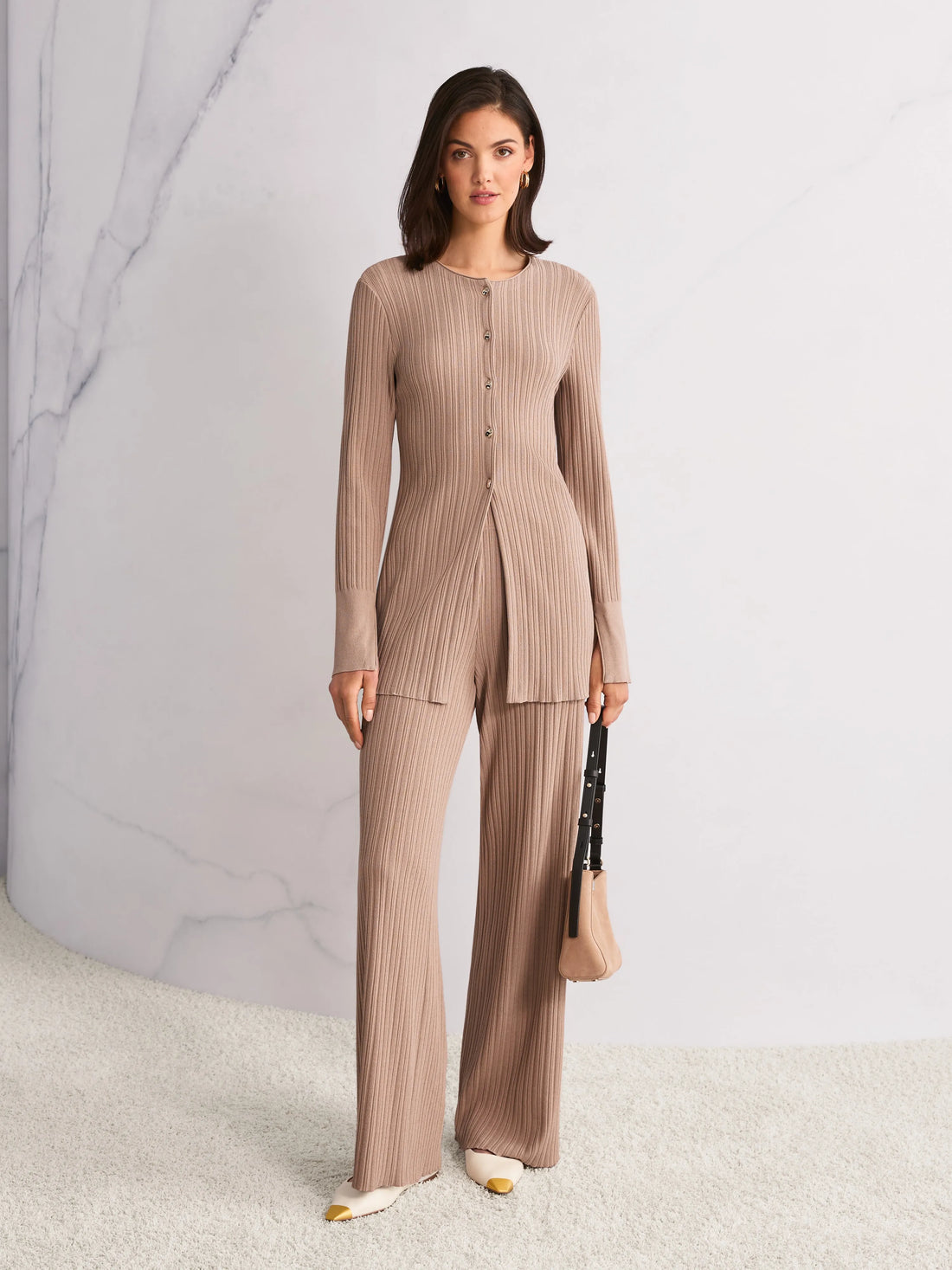 Marc Cain_Beige_ÔRethink TogetherÕ Ribbed Cardigan_AC 39.06 M43_619_09