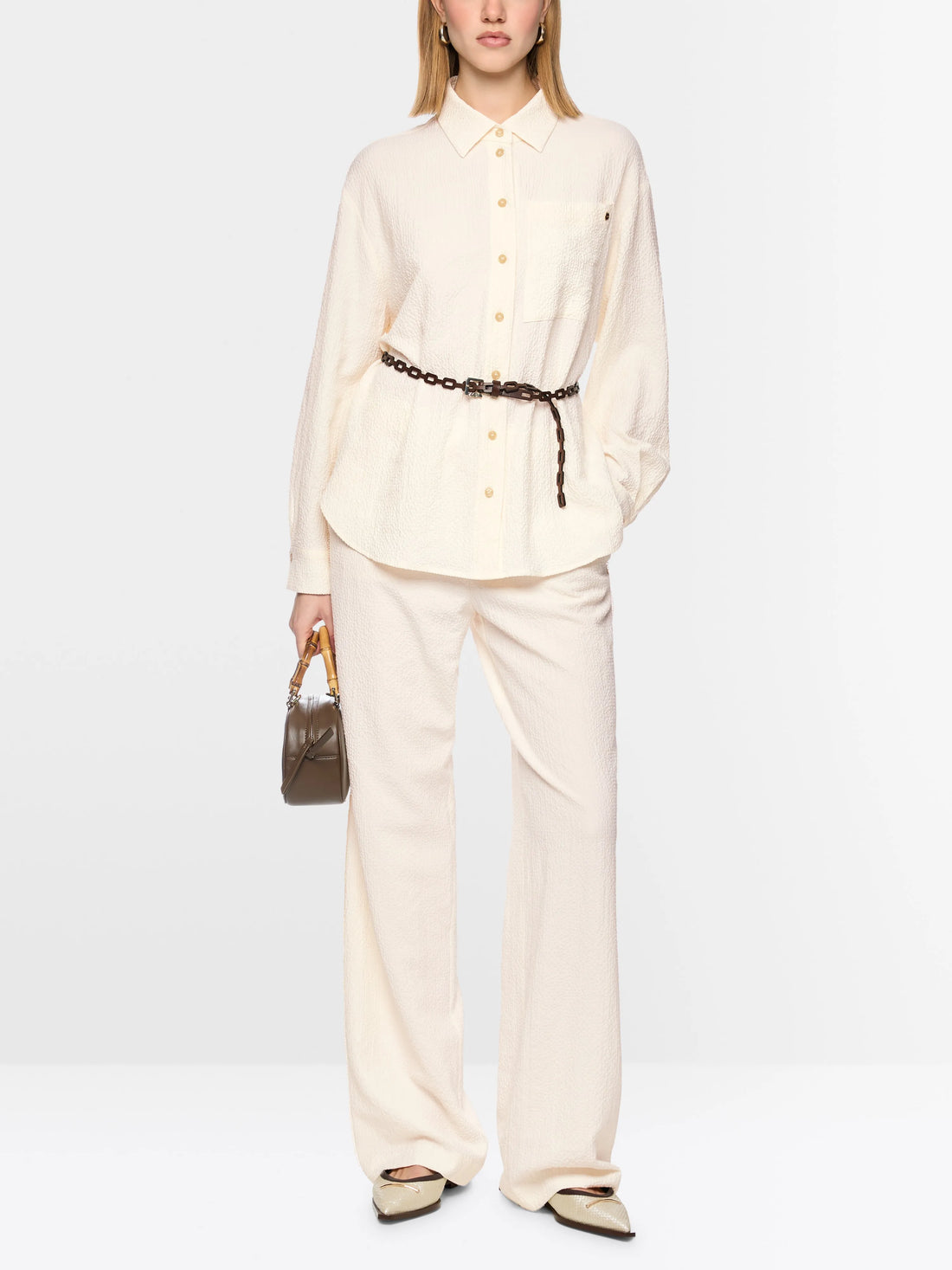 Marc Cain Bright Ecru Women Blouse with Textured Pattern SKU: AC 51.30 W63_112 Image 01