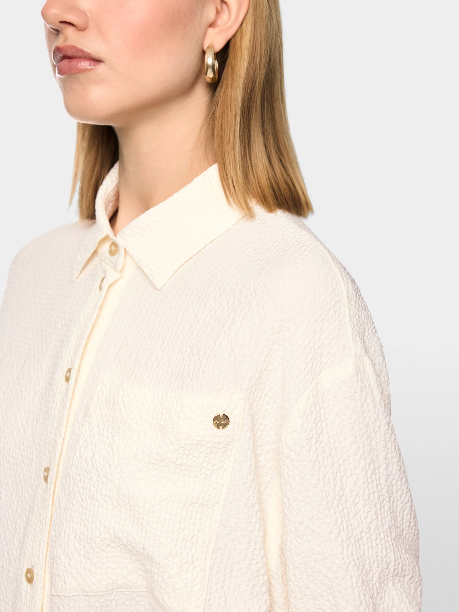 Marc Cain Bright Ecru Women Blouse with Textured Pattern SKU: AC 51.30 W63_112 Image 03