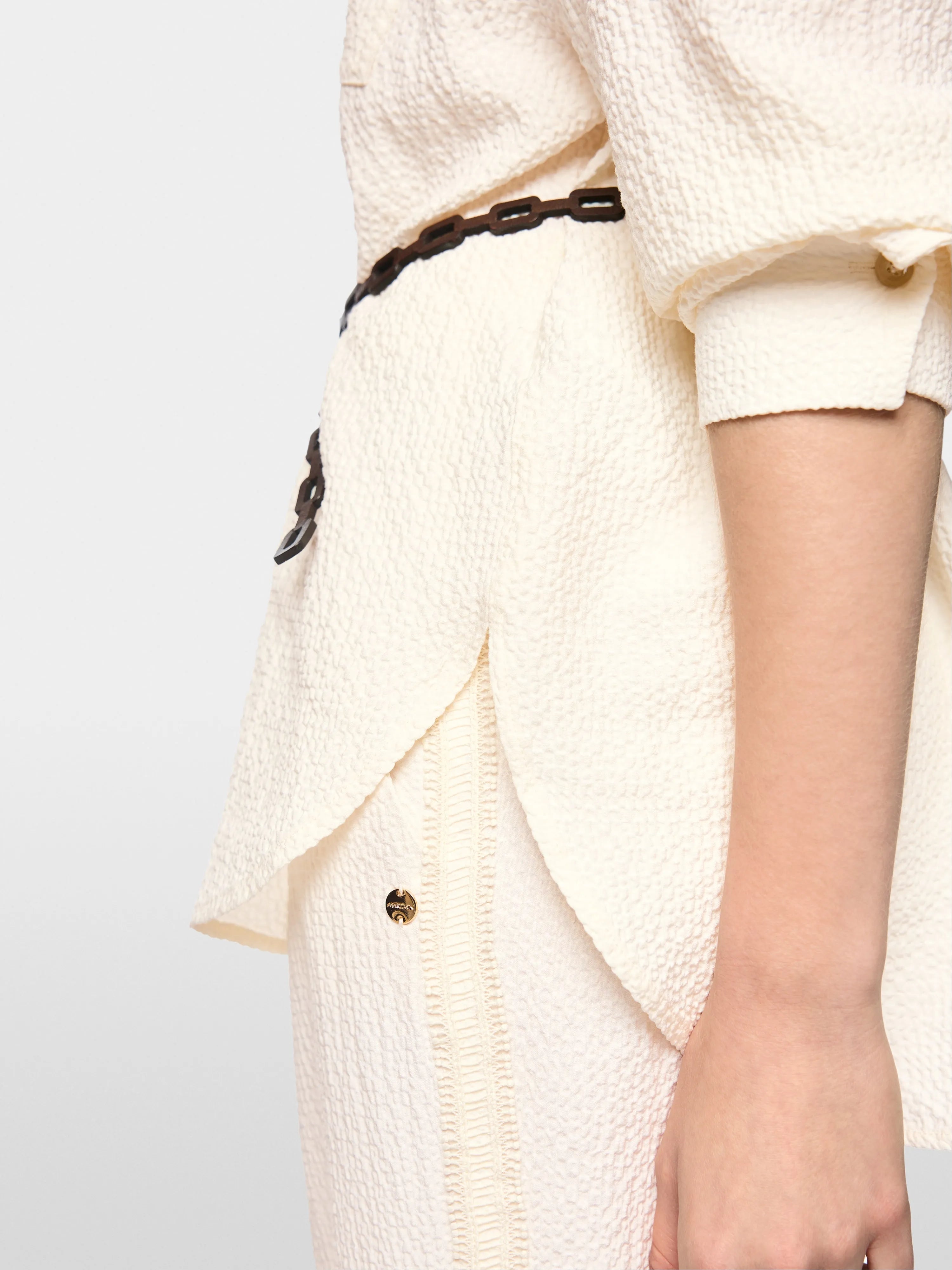 Marc Cain Bright Ecru Women Blouse with Textured Pattern SKU: AC 51.30 W63_112 Image 04
