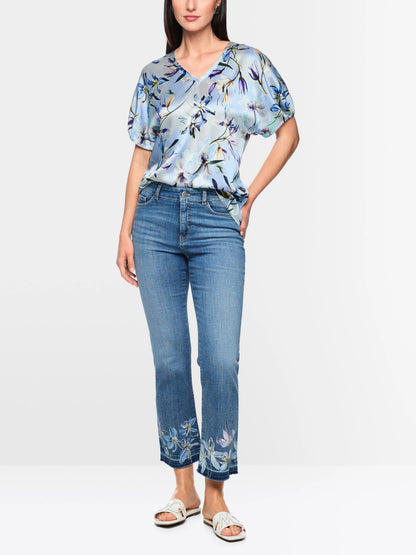 Marc Cain Magical Blue Women Silk Blouse Shirt with Lily Print SKU: AC 51.36 W36_319 Image 01