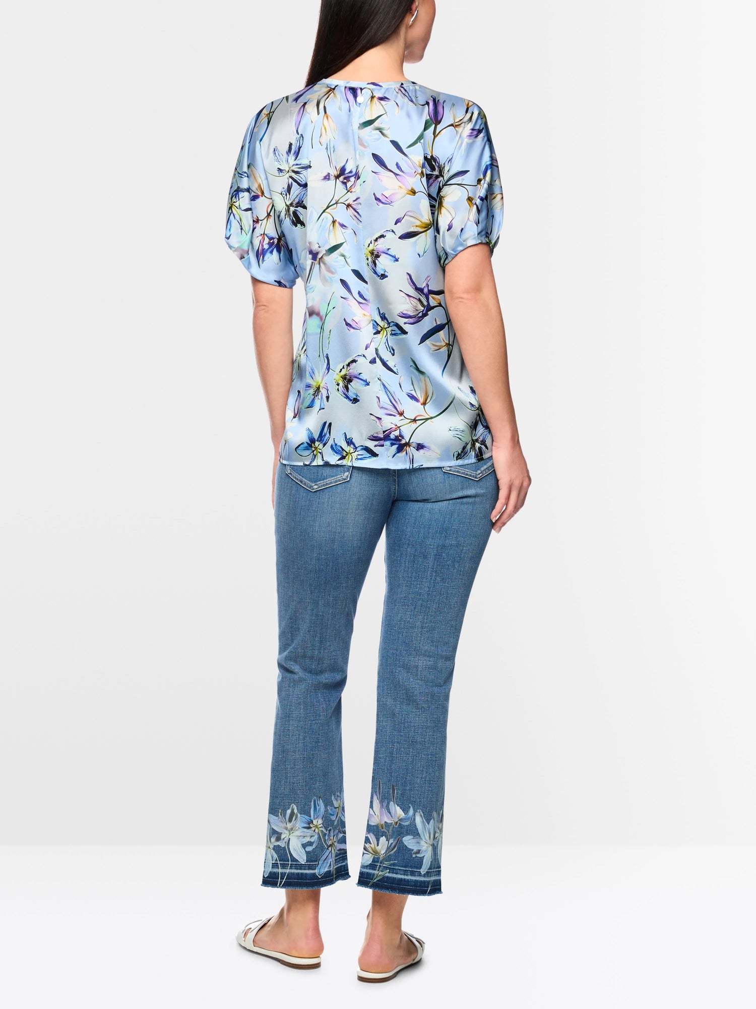 Marc Cain Magical Blue Women Silk Blouse Shirt with Lily Print SKU: AC 51.36 W36_319 Image 02