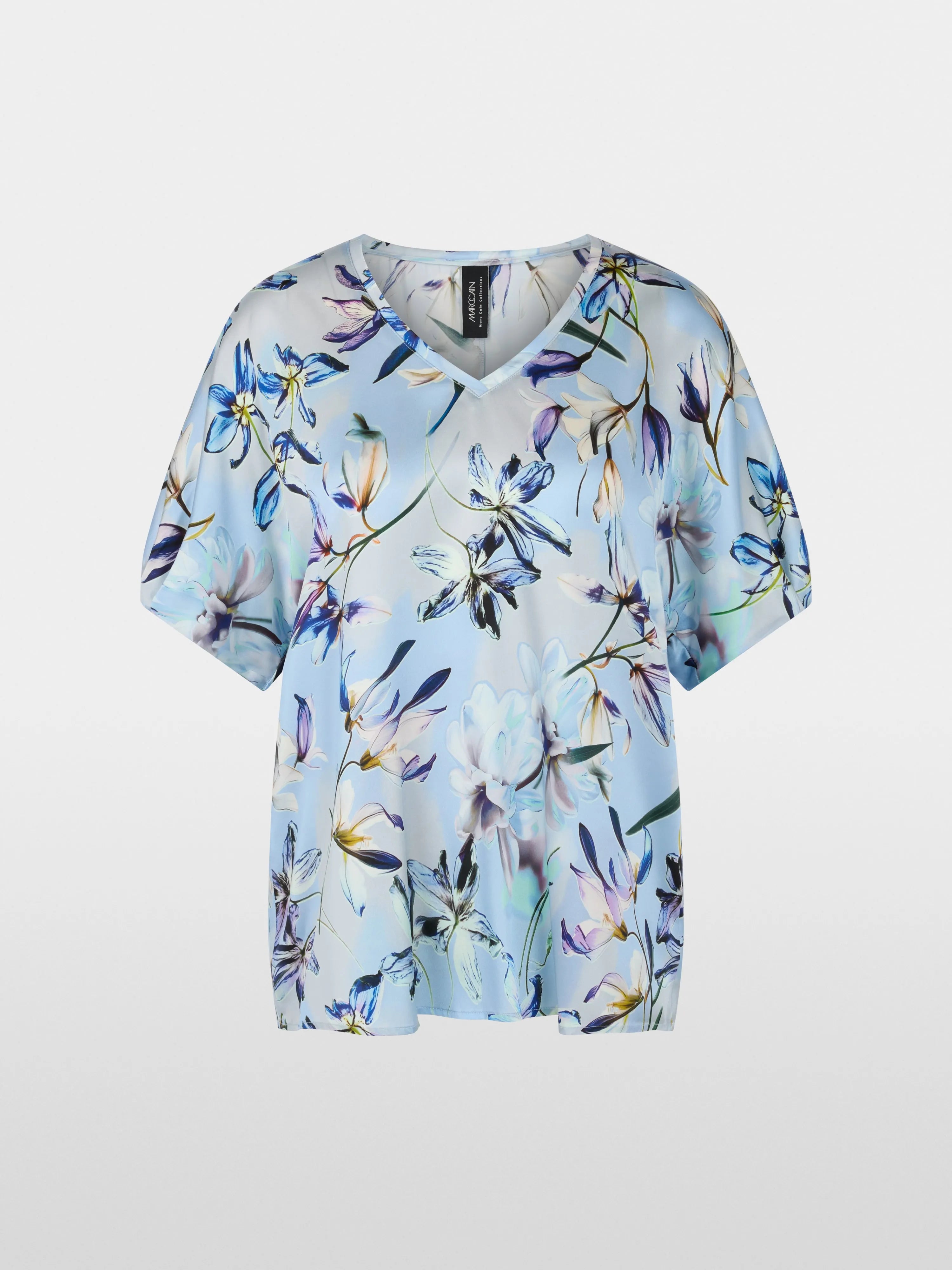 Marc Cain Magical Blue Women Silk Blouse Shirt with Lily Print SKU: AC 51.36 W36_319 Image 07