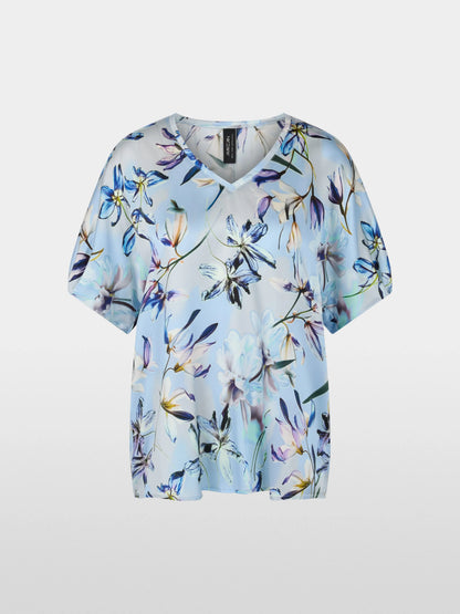 Marc Cain Magical Blue Women Silk Blouse Shirt with Lily Print SKU: AC 51.36 W36_319 Image 07