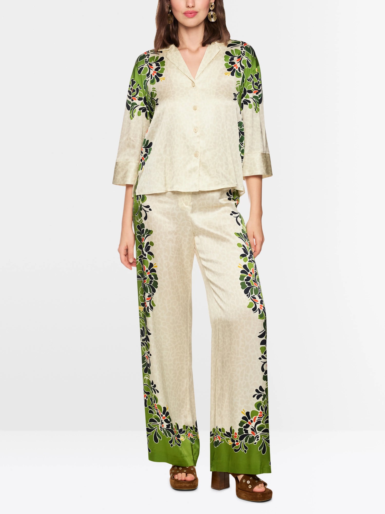 Marc Cain Bright Ecru Women Blouse with Leopard Hibiscus Print SKU: AC 51.37 W42_112 Image 01