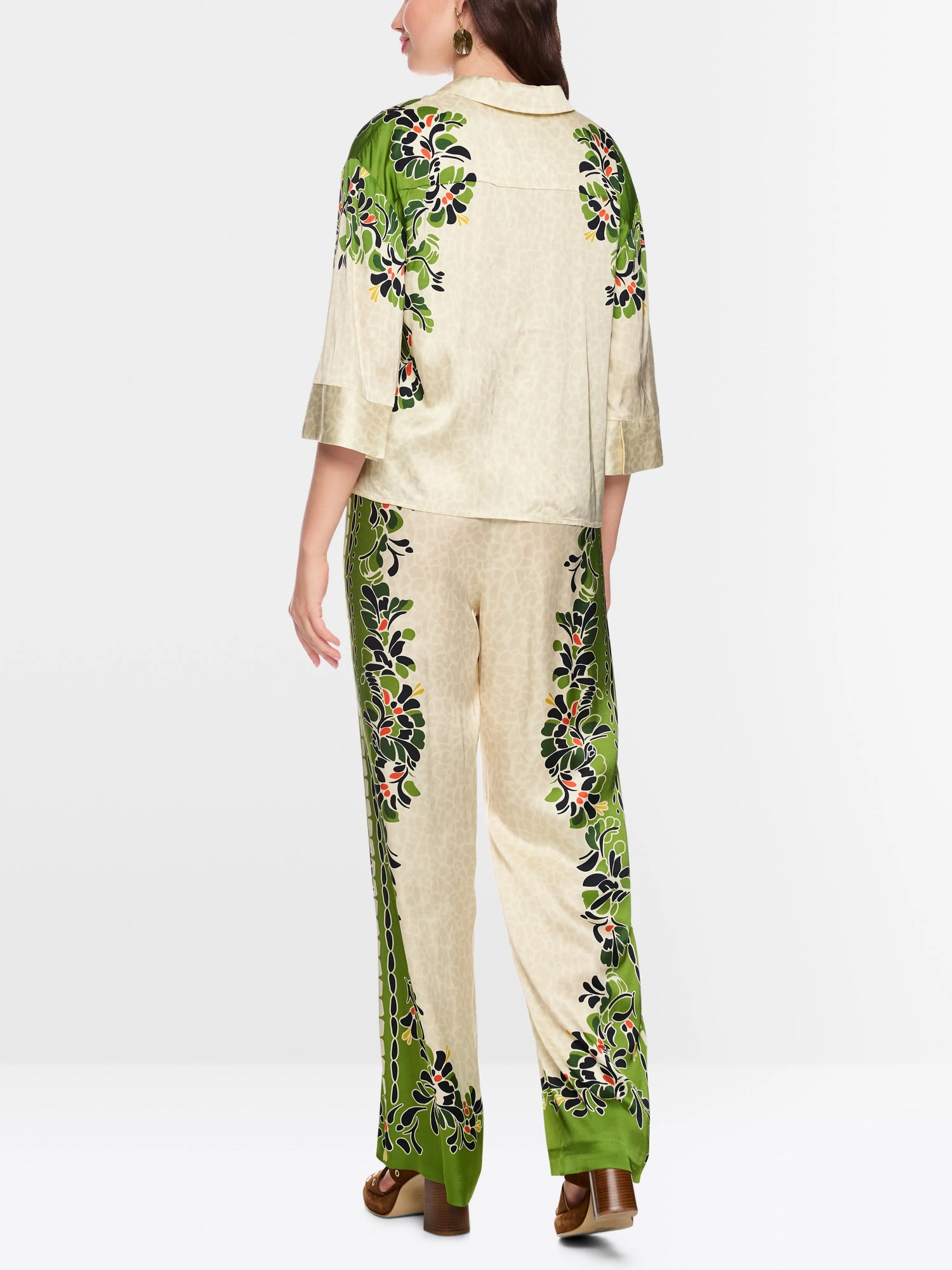 Marc Cain Bright Ecru Women Blouse with Leopard Hibiscus Print SKU: AC 51.37 W42_112 Image 02