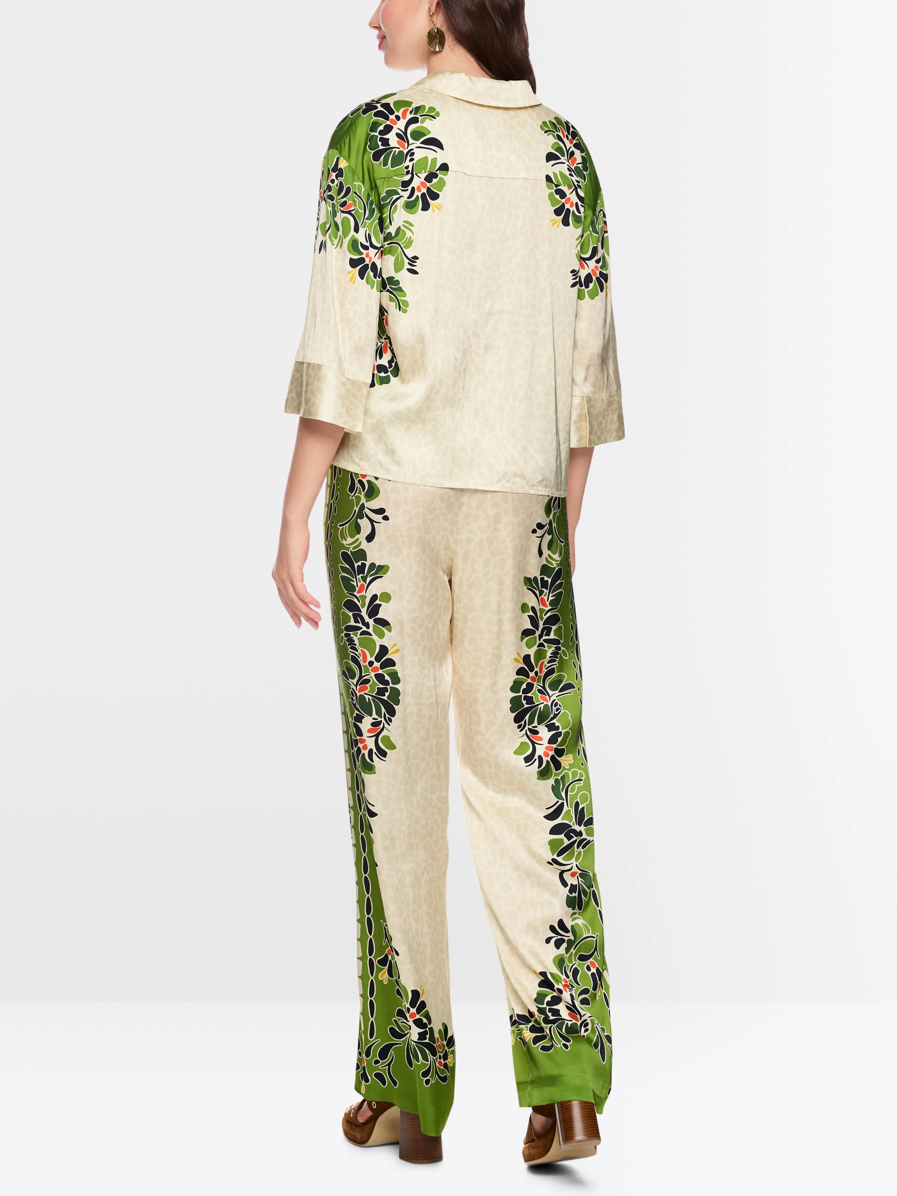 Marc Cain Bright Ecru Women Blouse with Leopard Hibiscus Print SKU: AC 51.37 W42_112 Image 02