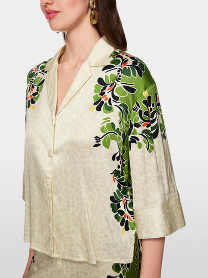 Marc Cain Bright Ecru Women Blouse with Leopard Hibiscus Print SKU: AC 51.37 W42_112 Image 03