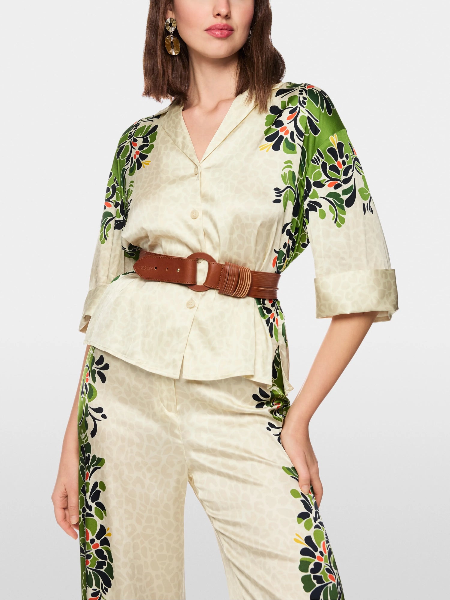 Marc Cain Bright Ecru Women Blouse with Leopard Hibiscus Print SKU: AC 51.37 W42_112 Image 06