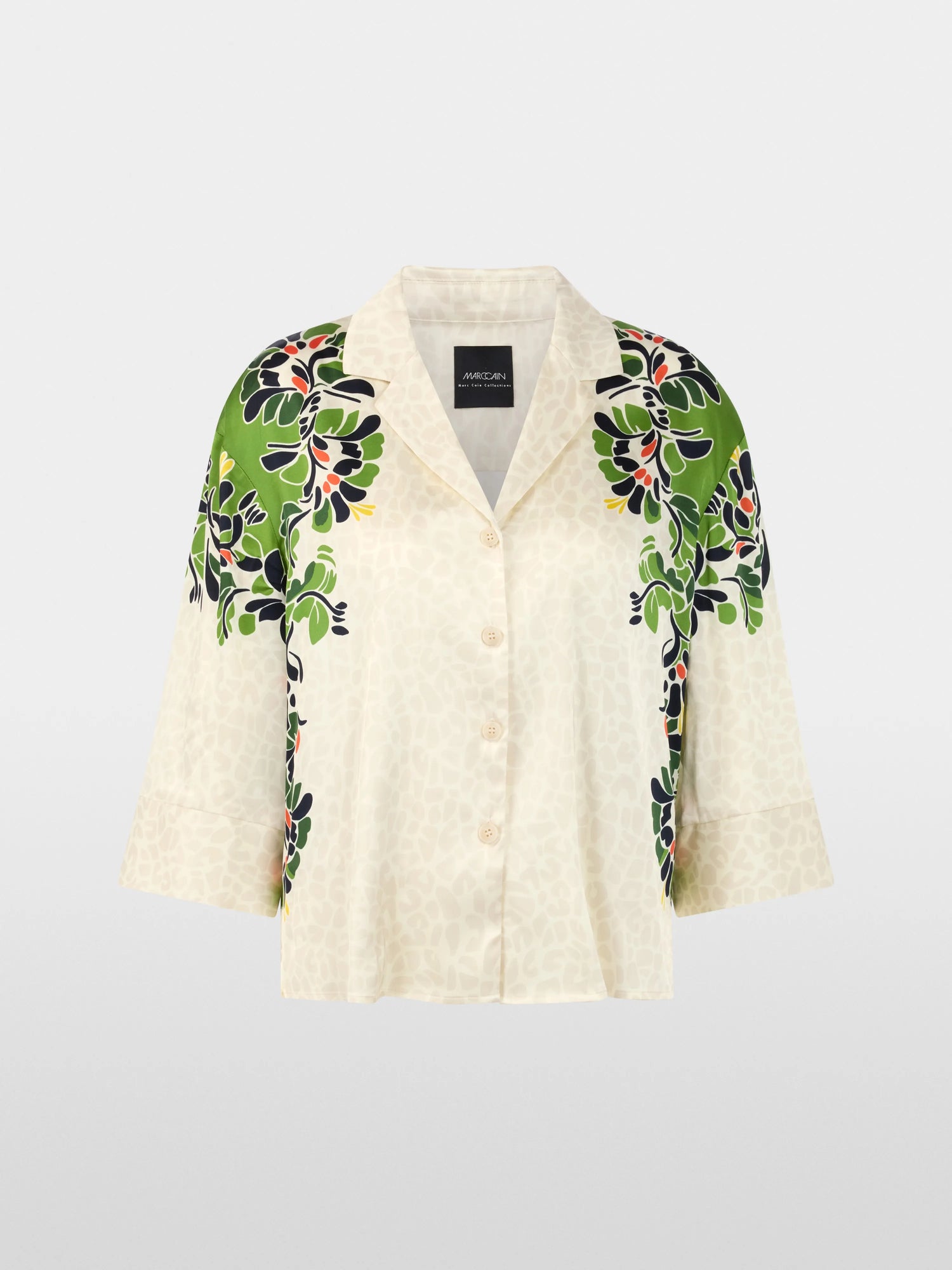 Marc Cain Bright Ecru Women Blouse with Leopard Hibiscus Print SKU: AC 51.37 W42_112 Image 07